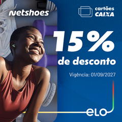 Mulher negra sorrindo banner ao fundo com imgens de produtos de esportes
