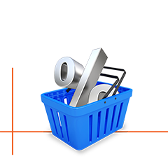 Cesta com o símbolo de porcentagem