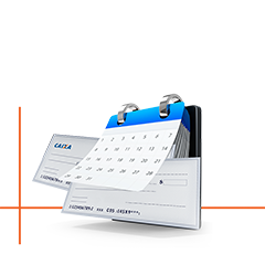 Calendário com folhas de cheque