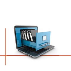 Gaveta de um arquivo saindo da tela de um notebook