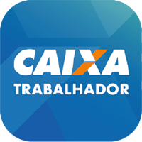 Imagem ícone do aplicativo CAIXA Trabalhador que traz a imagem da carteira de trabalho e a marca CAIXA