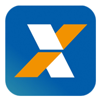 Imagem do aplicativo com a letra X, elemento-síntese da marca CAIXA