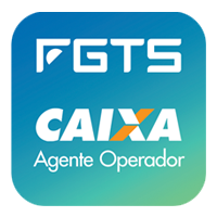 Imagem com a marca do FGTS e marca CAIXA Agente Operador