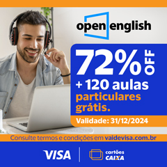 Open English com até 72% OFF + 120 aulas particulares grátis. 