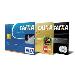 Três cartões Caixa de bandeiras diferente