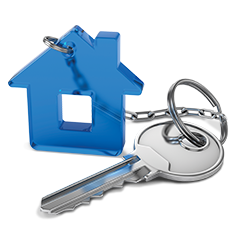 Imagem de uma chave com chaveiro em forma de casa