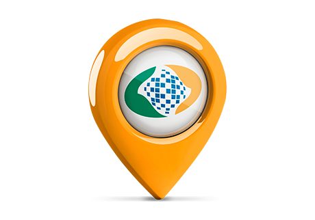 Logo Imagem de um simbolo de localização com a logo do INSS