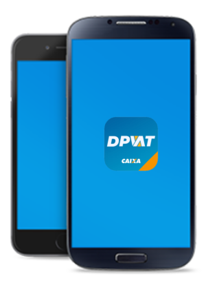 Imagem de celular com tela inicial do App DPVAT