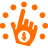 Imagem de uma mão e ao centro um simbolo de câmbio