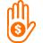 Imagem de uma mão e ao meio um simbolo de porcentagem