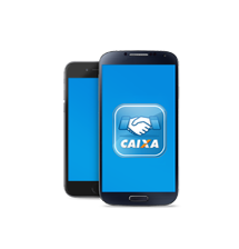 Imagem de um celular com aplicativo CAIXA prefeituras