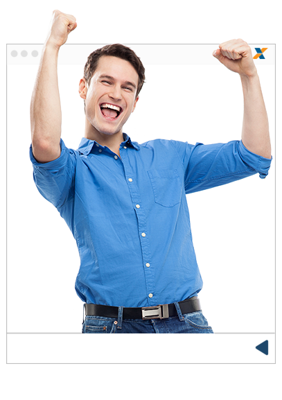 Imagem Imagem de um homem com braços para cima em formato de vitória