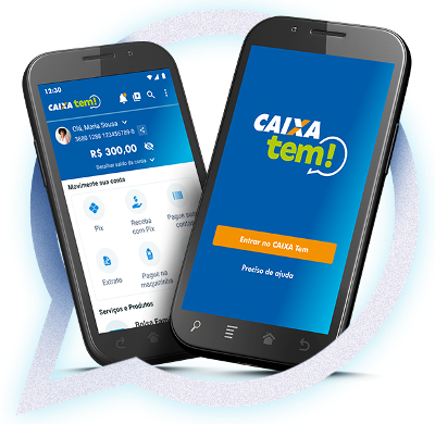 Imagem Imagem de dois celulares com o aplicativo CAIXA Tem