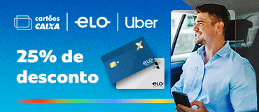 Use seu Cartão CAIXA Elo na Uber e economize em até 5 viagens por mês com vouchers mensais.