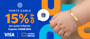 15% de desconto em joias infantis. Cupom: VAIDEVISA.
