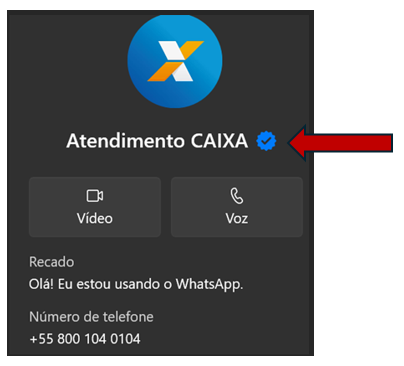 Imagem de perfil do WhatsApp oficial da CAIXA