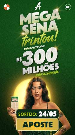 Mega 30 anos. Prêmio estimado 200 milhões. Aposte.