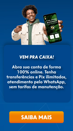 Vem pra CAIXA! Abra sua conta de forma 100% online. Tenha transferências e Pix ilimitados, atendimento pelo WhatsApp, sem tarifas de manutenção.