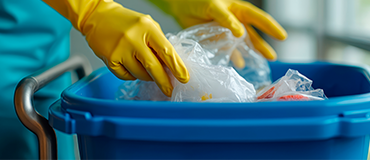 Garrafas plásticas poluindo a margem de um corpo d’água.