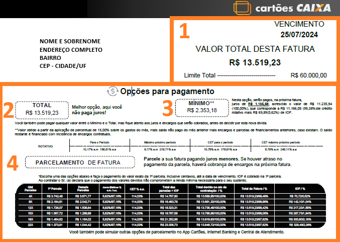Entenda sua fatura - Cartões CAIXA